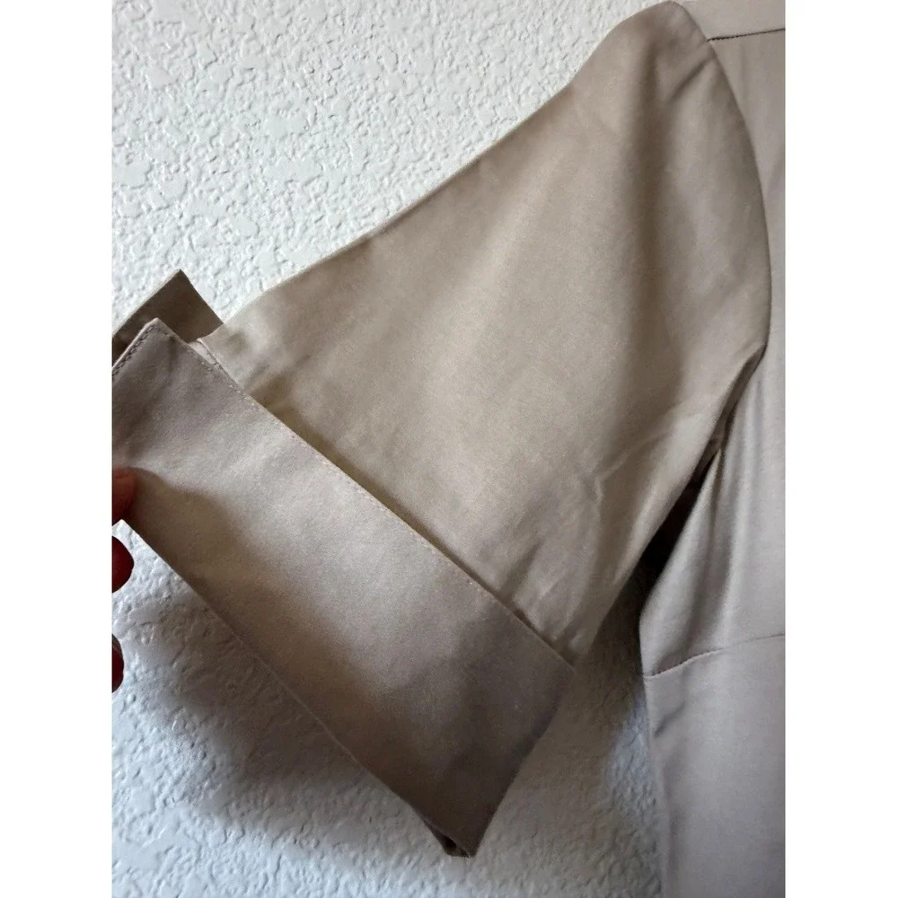 Geoffrey Beene Sport Womens Stretch Button Down Shirt Blouse Khaki Tan Size L